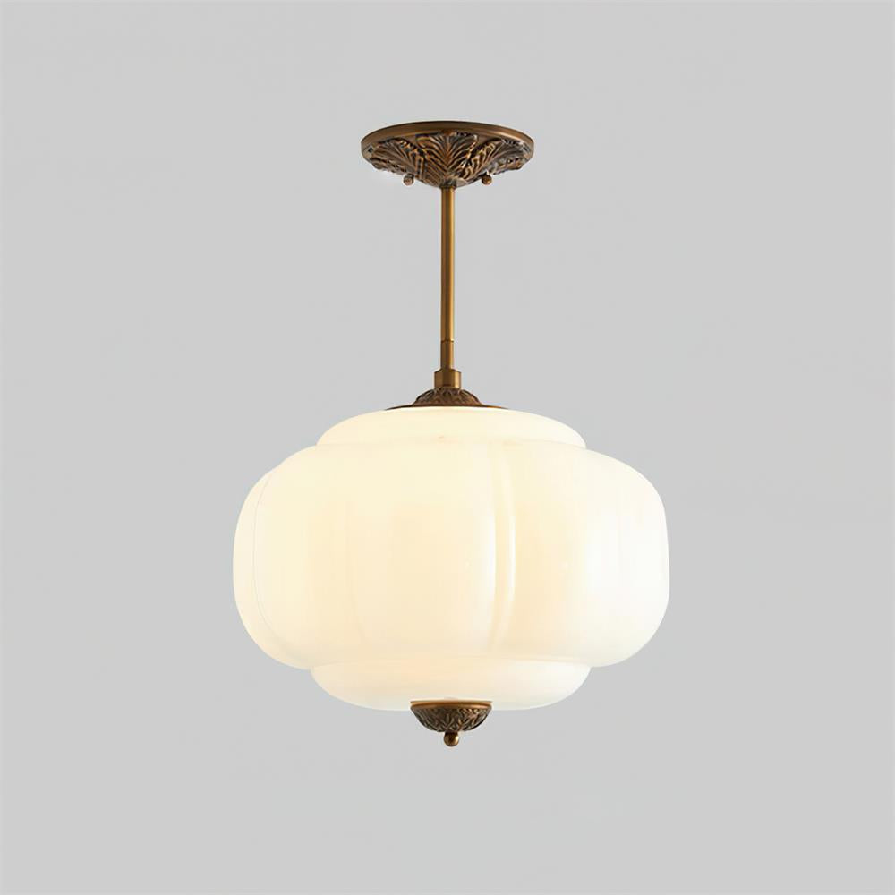 Semi-Flush Glass Ceiling Light with Metal Canopy and Dimmable Socket – Modern Ambient Fixture for Bathroom, Bedroom, Hallway, Entryway | Thomler