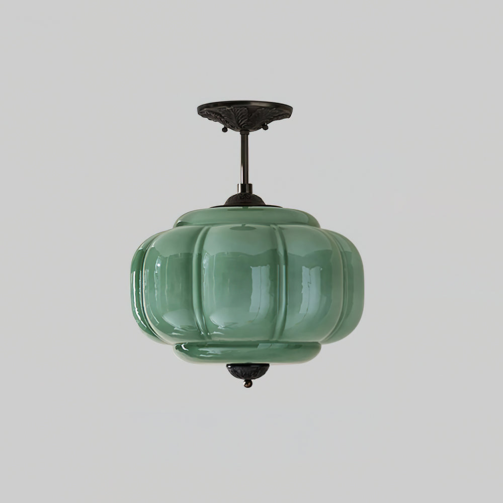 Semi-Flush Glass Ceiling Light with Metal Canopy and Dimmable Socket – Modern Ambient Fixture for Bathroom, Bedroom, Hallway, Entryway | Thomler