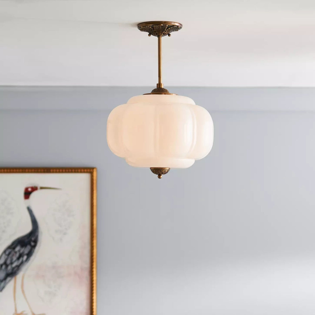 Semi-Flush Glass Ceiling Light with Metal Canopy and Dimmable Socket – Modern Ambient Fixture for Bathroom, Bedroom, Hallway, Entryway | Thomler