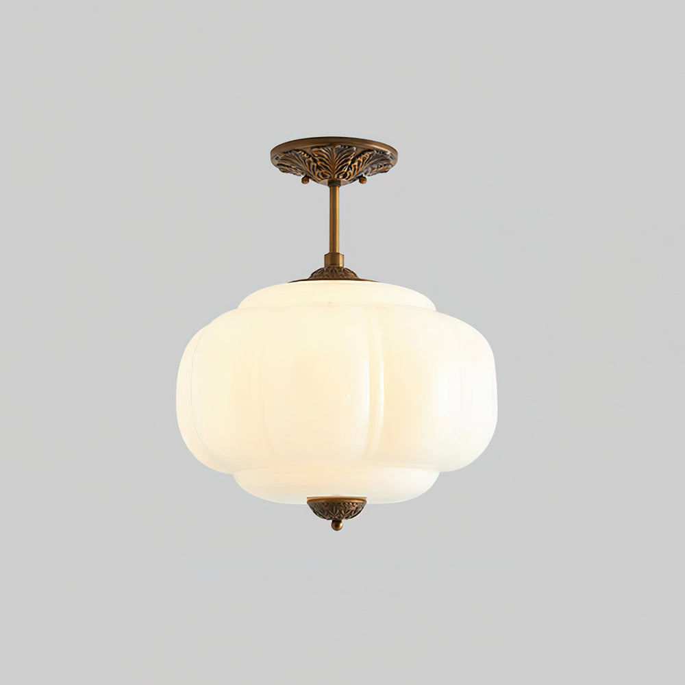 Semi-Flush Glass Ceiling Light with Metal Canopy and Dimmable Socket – Modern Ambient Fixture for Bathroom, Bedroom, Hallway, Entryway | Thomler