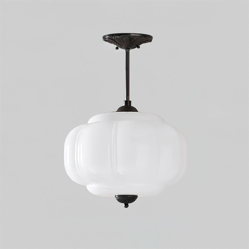 Semi-Flush Glass Ceiling Light with Metal Canopy and Dimmable Socket – Modern Ambient Fixture for Bathroom, Bedroom, Hallway, Entryway | Thomler