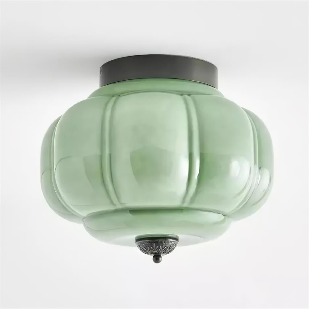 Ceiling Lamp Glass 14.9 in Jade Green Small Room Hardwired E26 E27 Fixture | Thomler