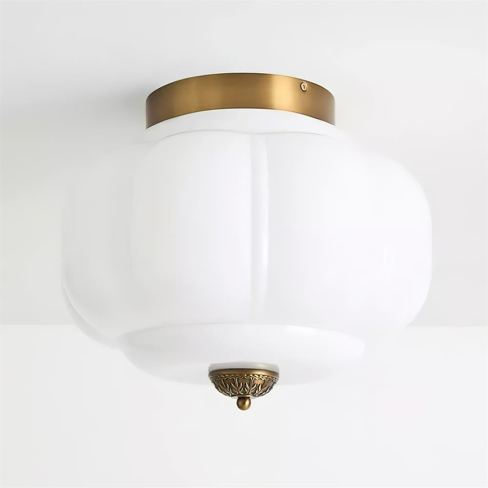 Ceiling Lamp Glass 14.9 in Jade Green Small Room Hardwired E26 E27 Fixture | Thomler