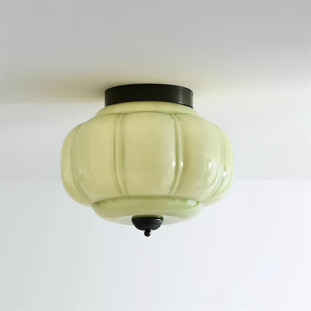 Ceiling Lamp Glass 14.9 in Jade Green Small Room Hardwired E26 E27 Fixture | Thomler