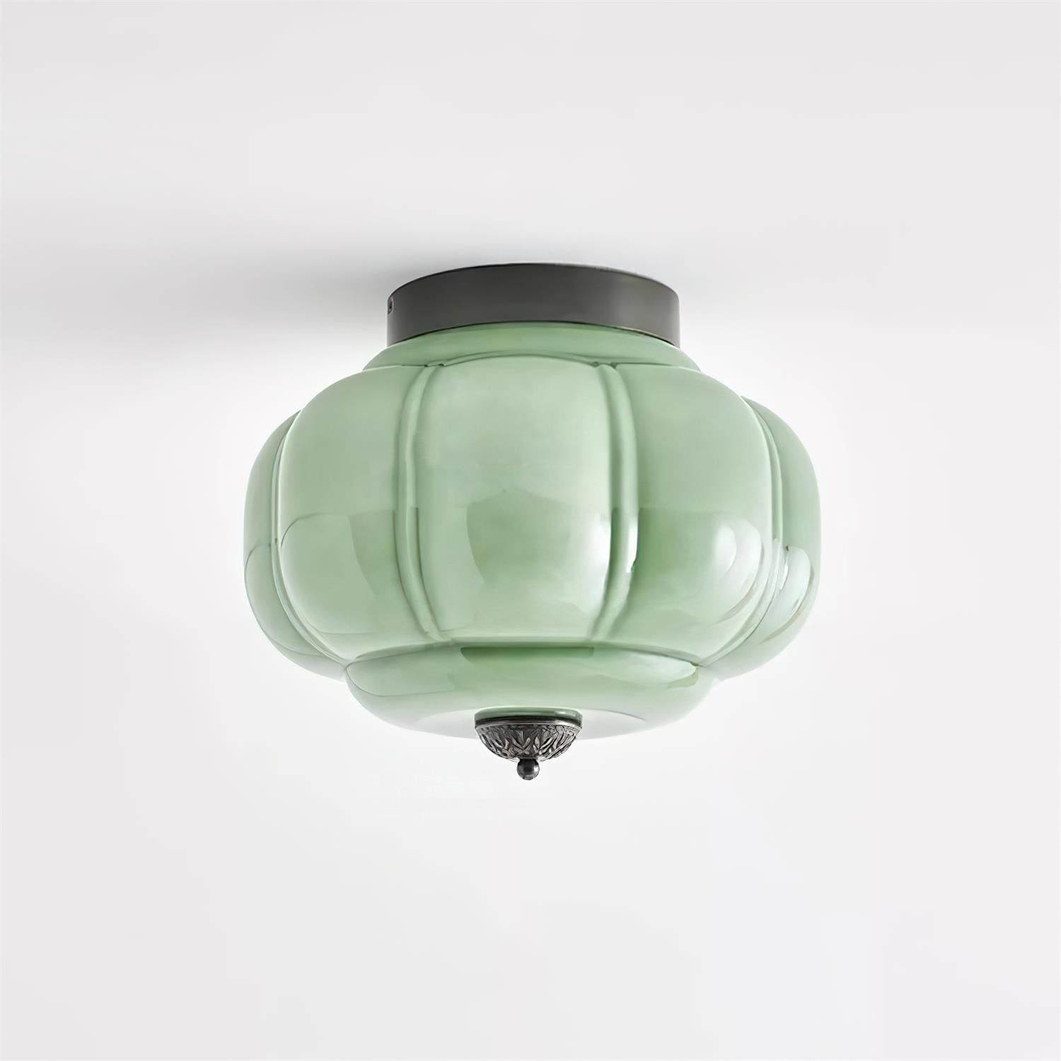 Ceiling Lamp Glass 14.9 in Jade Green Small Room Hardwired E26 E27 Fixture | Thomler