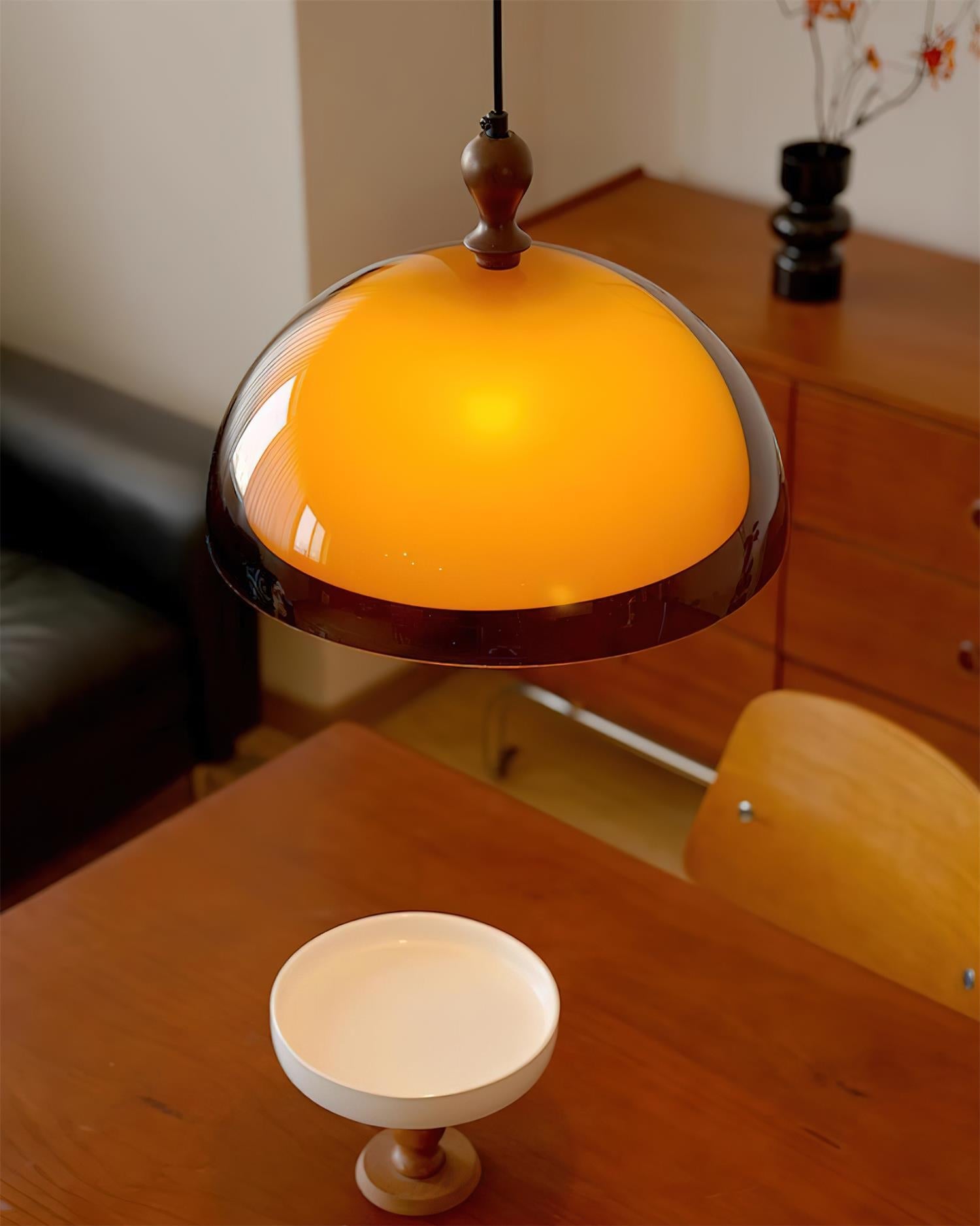 Pendant Light Acrylic Dome 13.7 in Brown Dining Room Kitchen Hanging Ceiling Lamp Adjustable | Thomler