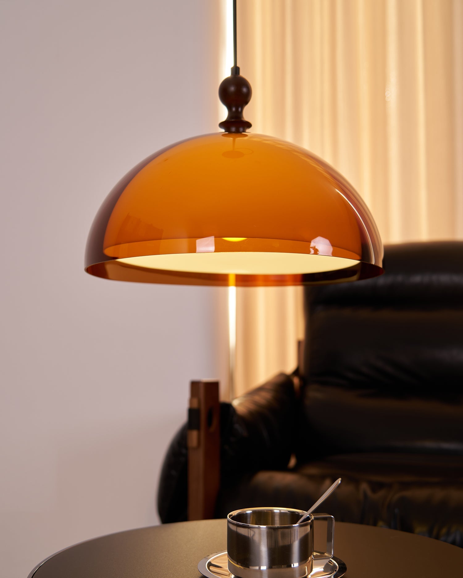 Pendant Light Acrylic Dome 13.7 in Brown Dining Room Kitchen Hanging Ceiling Lamp Adjustable | Thomler