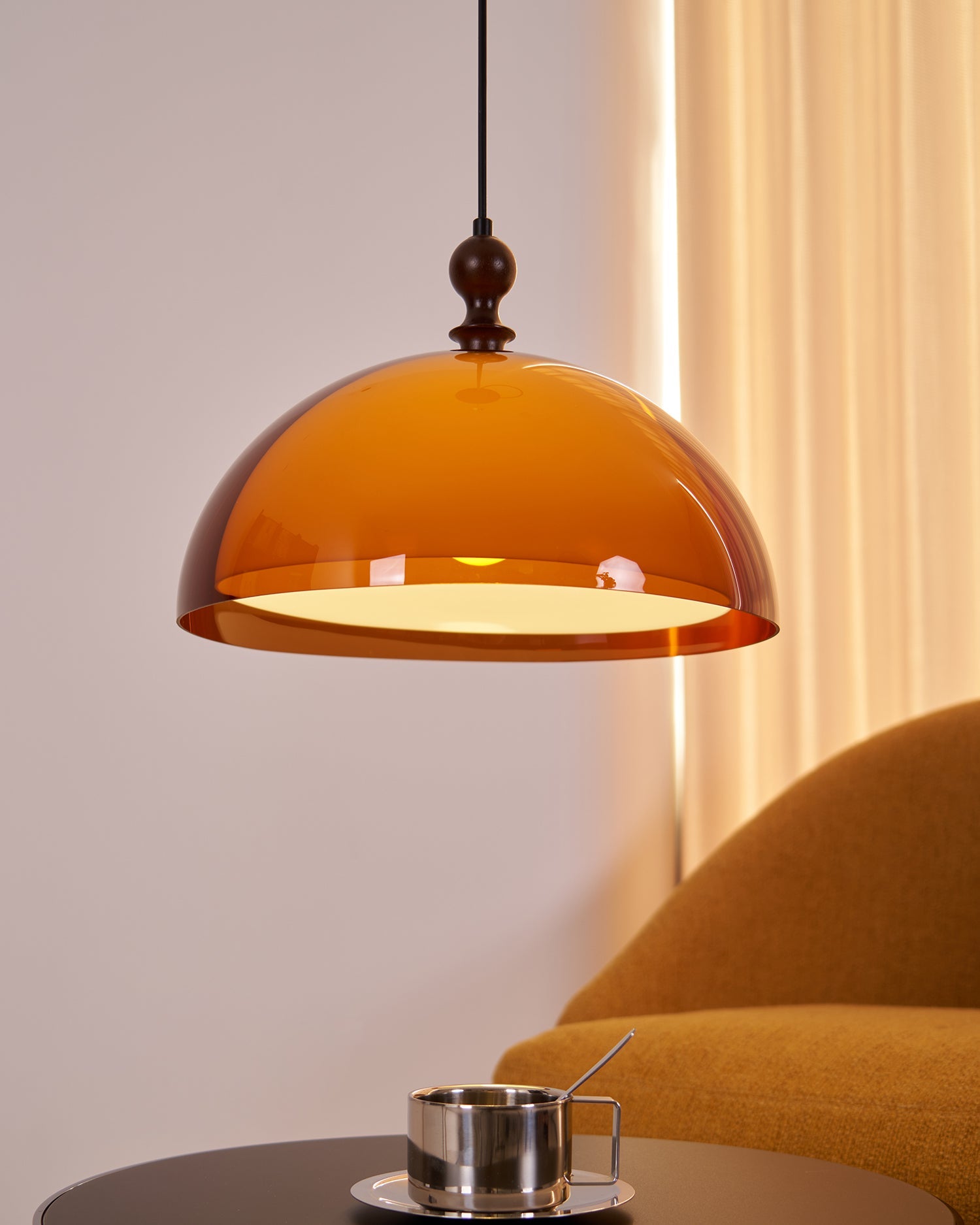 Pendant Light Acrylic Dome 13.7 in Brown Dining Room Kitchen Hanging Ceiling Lamp Adjustable | Thomler