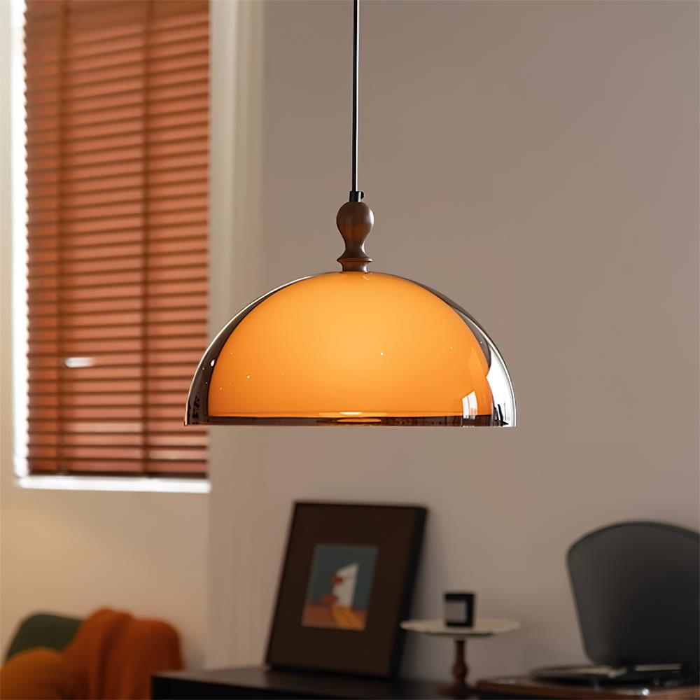 Pendant Light Acrylic Dome 13.7 in Brown Dining Room Kitchen Hanging Ceiling Lamp Adjustable | Thomler