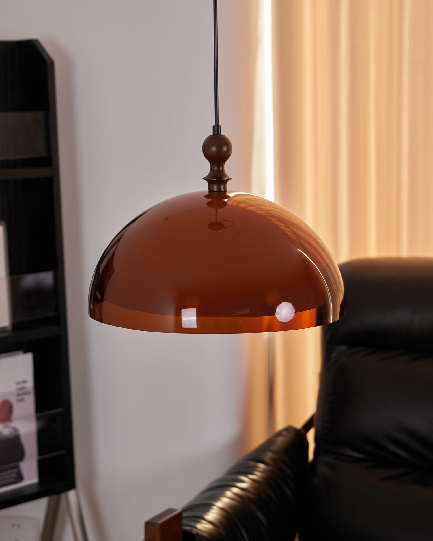 Pendant Light Acrylic Dome 13.7 in Brown Dining Room Kitchen Hanging Ceiling Lamp Adjustable | Thomler