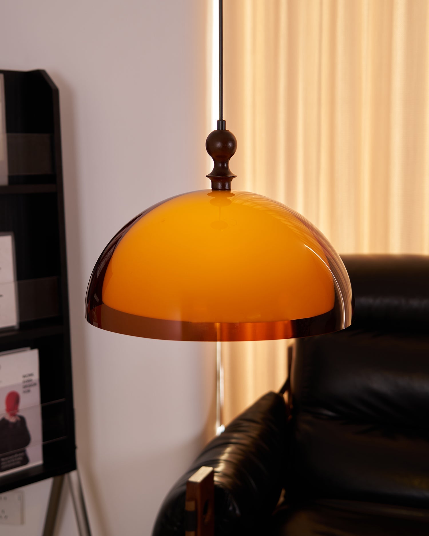 Pendant Light Acrylic Dome 13.7 in Brown Dining Room Kitchen Hanging Ceiling Lamp Adjustable | Thomler