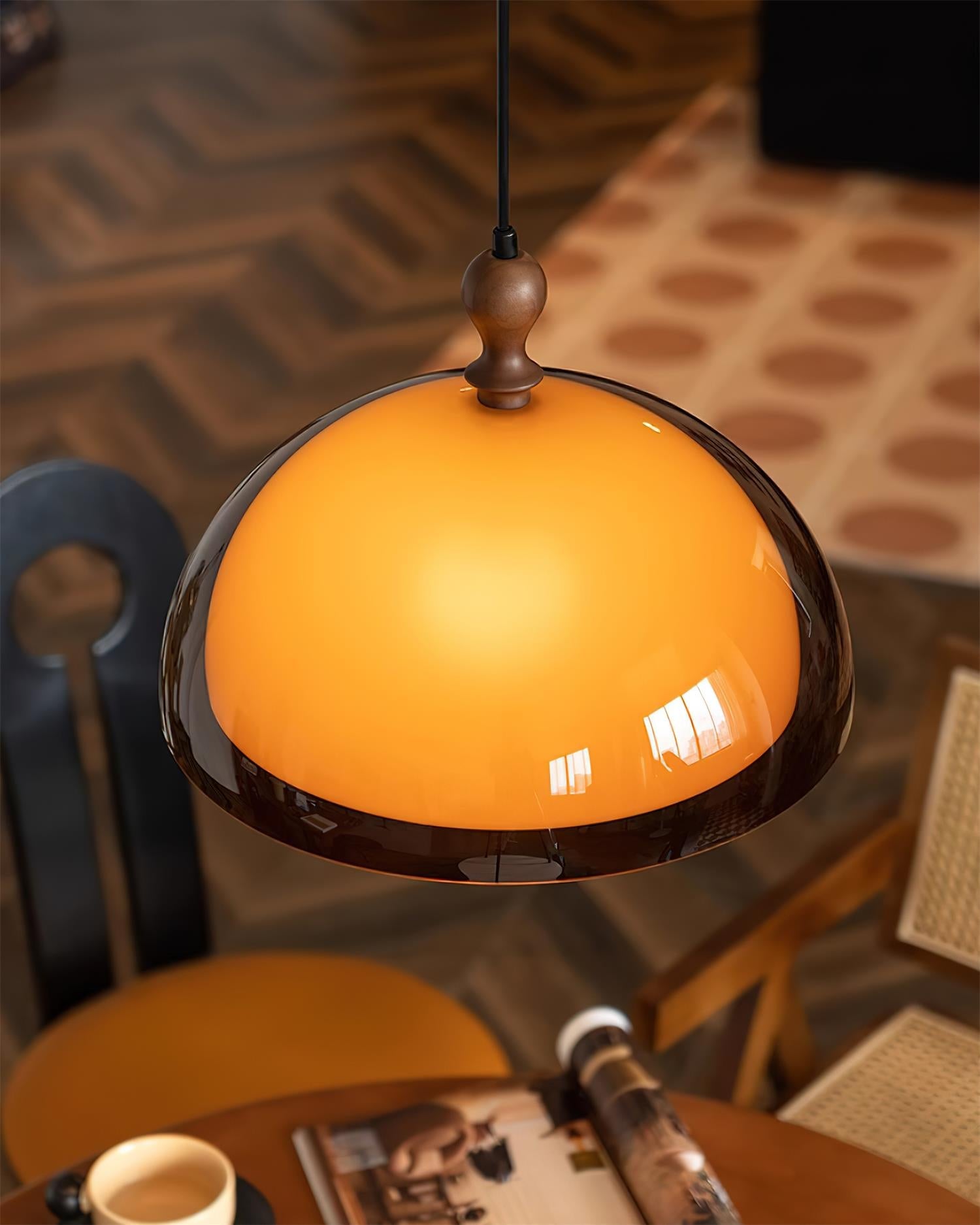 Pendant Light Acrylic Dome 13.7 in Brown Dining Room Kitchen Hanging Ceiling Lamp Adjustable | Thomler