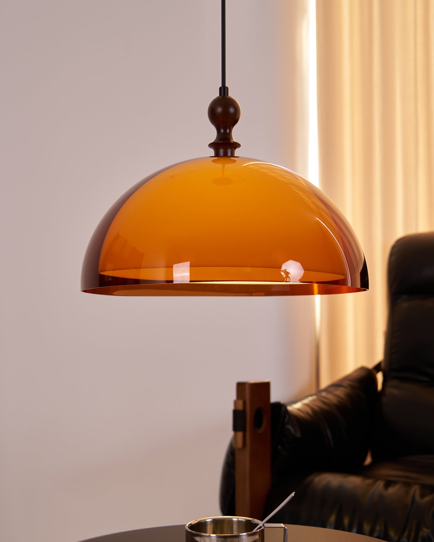 Pendant Light Acrylic Dome 13.7 in Brown Dining Room Kitchen Hanging Ceiling Lamp Adjustable | Thomler