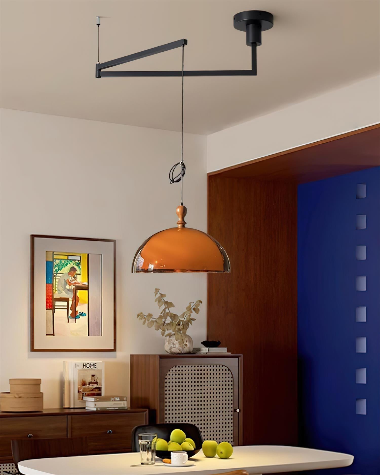 Pendant Light Acrylic Dome 13.7 in Brown Dining Room Kitchen Hanging Ceiling Lamp Adjustable | Thomler