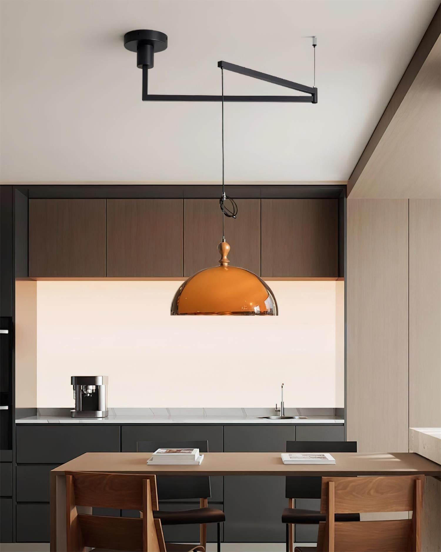 Pendant Light Acrylic Dome 13.7 in Brown Dining Room Kitchen Hanging Ceiling Lamp Adjustable | Thomler