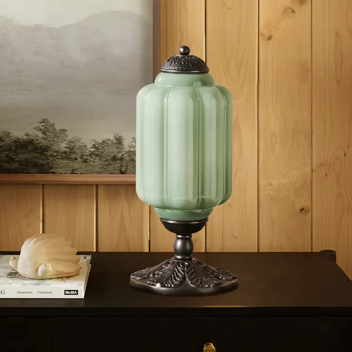 Table Lamp Opal Glass 15.7 in Vintage Desk Bedroom Nightstand Soft Glow | Thomler