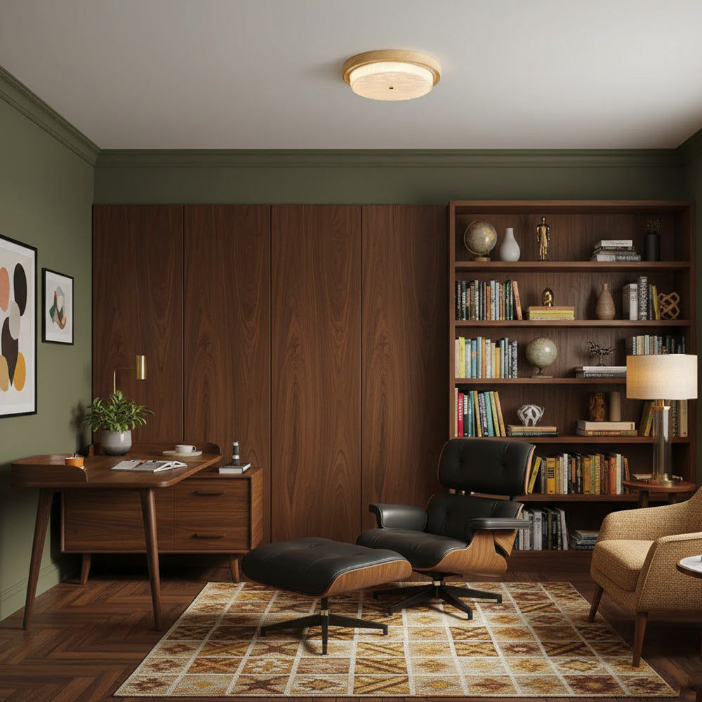Ceiling Lamp Metal Glass 14.6 in and 18.5 in Indoor Modern Lighting Round Shade Warm Ambiance | Thomler
