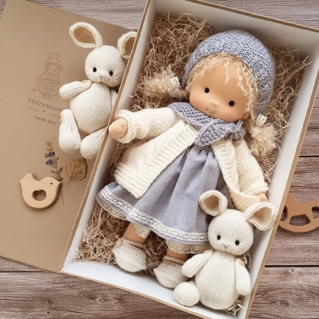 Handmade Cotton Waldorf Doll – Soft Cloth Baby Doll for Toddlers & Preschoolers – Natural Fabric Stuffed Toy for Imaginative Play, Sensory | Thomler