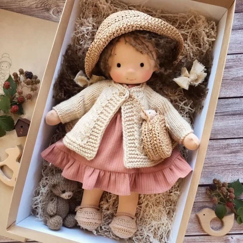 Handmade Cotton Waldorf Doll – Soft Cloth Baby Doll for Toddlers & Preschoolers – Natural Fabric Stuffed Toy for Imaginative Play, Sensory | Thomler