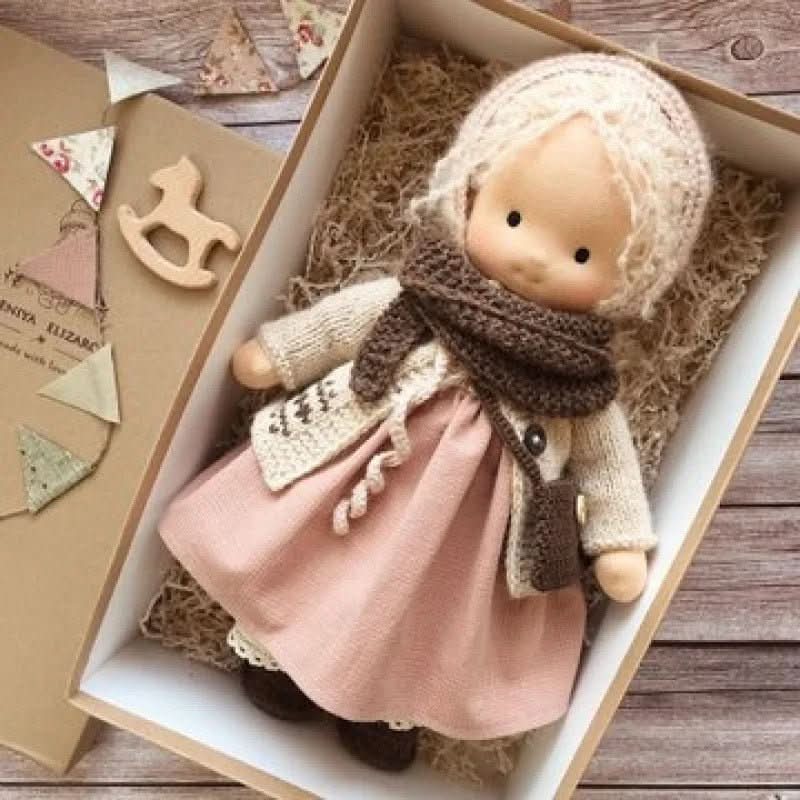 Handmade Cotton Waldorf Doll – Soft Cloth Baby Doll for Toddlers & Preschoolers – Natural Fabric Stuffed Toy for Imaginative Play, Sensory | Thomler