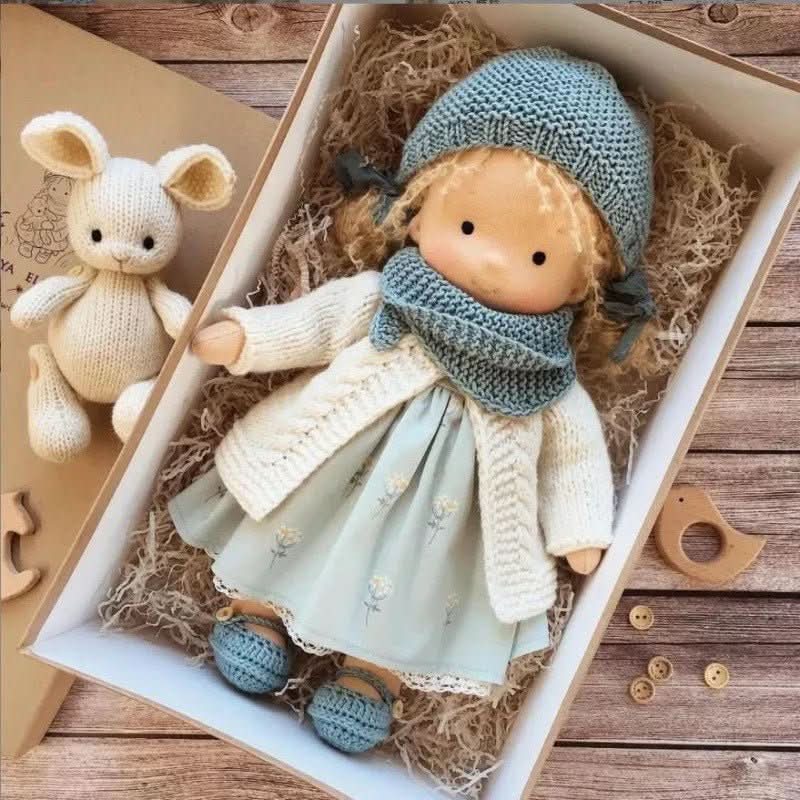 Handmade Cotton Waldorf Doll – Soft Cloth Baby Doll for Toddlers & Preschoolers – Natural Fabric Stuffed Toy for Imaginative Play, Sensory | Thomler