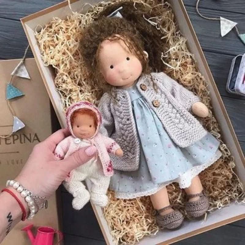 Handmade Cotton Waldorf Doll – Soft Cloth Baby Doll for Toddlers & Preschoolers – Natural Fabric Stuffed Toy for Imaginative Play, Sensory | Thomler