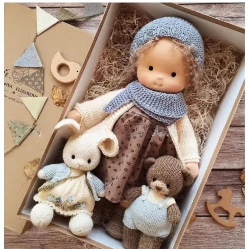 Handmade Cotton Waldorf Doll – Soft Cloth Baby Doll for Toddlers & Preschoolers – Natural Fabric Stuffed Toy for Imaginative Play, Sensory | Thomler