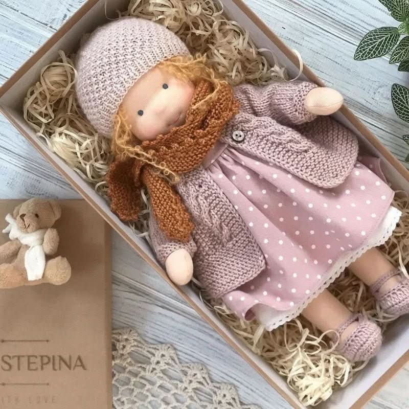 Handmade Cotton Waldorf Doll – Soft Cloth Baby Doll for Toddlers & Preschoolers – Natural Fabric Stuffed Toy for Imaginative Play, Sensory | Thomler