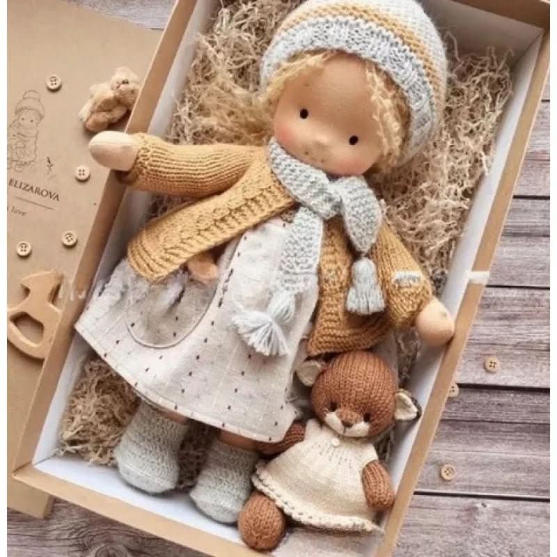 Handmade Cotton Waldorf Doll – Soft Cloth Baby Doll for Toddlers & Preschoolers – Natural Fabric Stuffed Toy for Imaginative Play, Sensory | Thomler