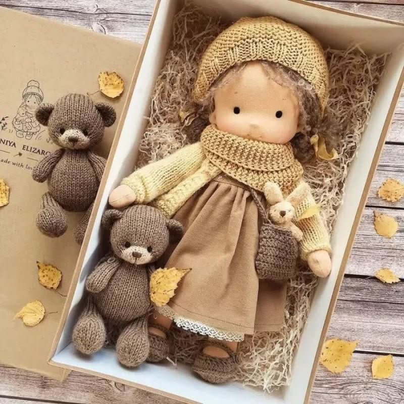 Handmade Cotton Waldorf Doll – Soft Cloth Baby Doll for Toddlers & Preschoolers – Natural Fabric Stuffed Toy for Imaginative Play, Sensory | Thomler