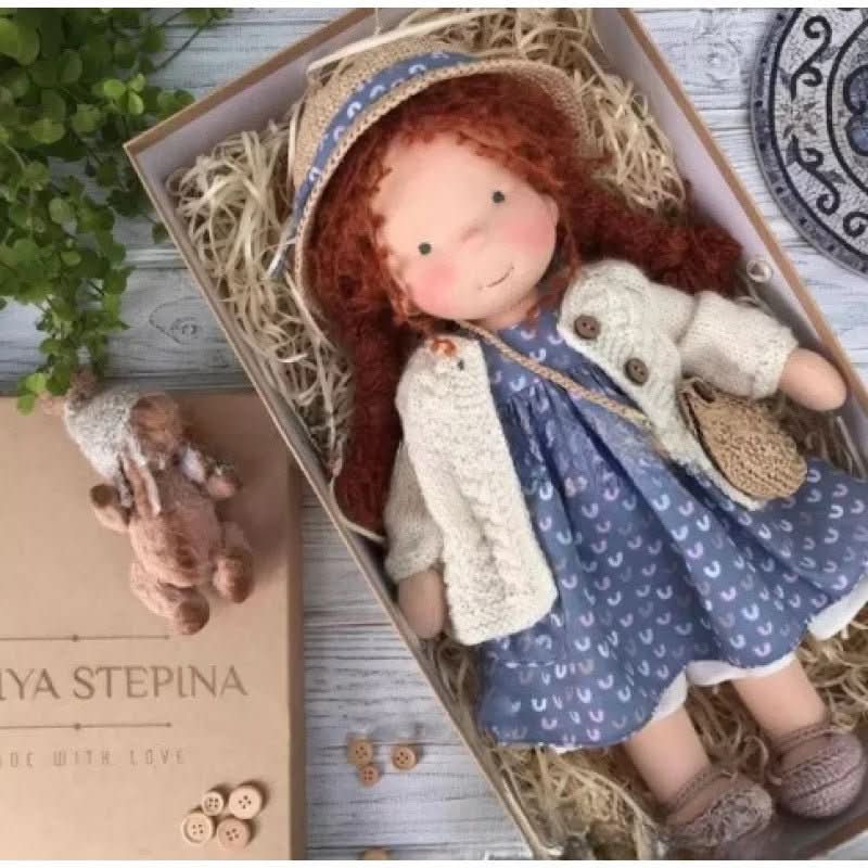 Handmade Cotton Waldorf Doll – Soft Cloth Baby Doll for Toddlers & Preschoolers – Natural Fabric Stuffed Toy for Imaginative Play, Sensory | Thomler