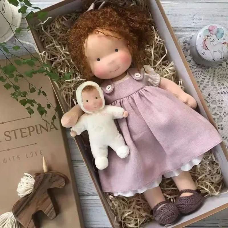 Handmade Cotton Waldorf Doll – Soft Cloth Baby Doll for Toddlers & Preschoolers – Natural Fabric Stuffed Toy for Imaginative Play, Sensory | Thomler