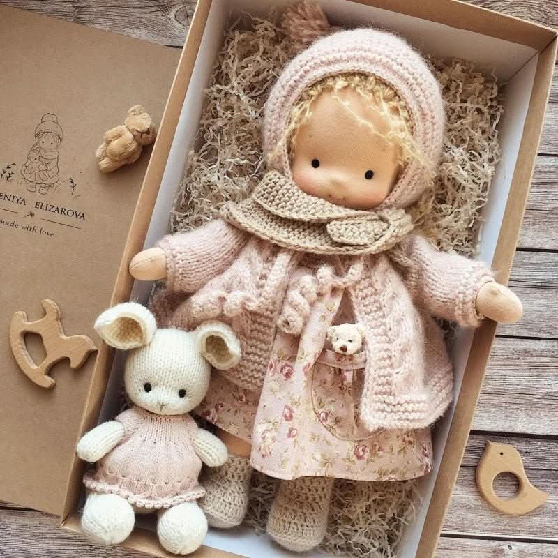 Handmade Cotton Waldorf Doll – Soft Cloth Baby Doll for Toddlers & Preschoolers – Natural Fabric Stuffed Toy for Imaginative Play, Sensory | Thomler