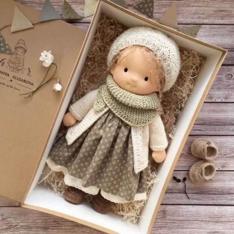 Handmade Cotton Waldorf Doll – Soft Cloth Baby Doll for Toddlers & Preschoolers – Natural Fabric Stuffed Toy for Imaginative Play, Sensory | Thomler