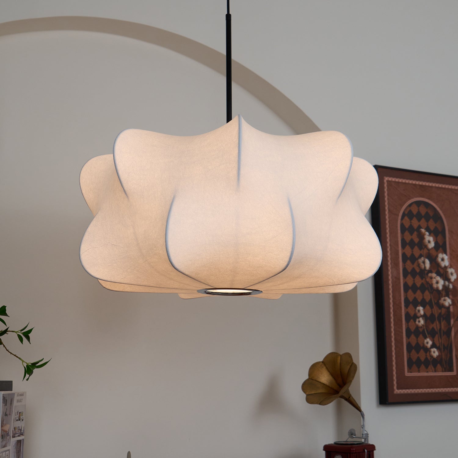 Pendant Light Silk 23.6 in 11 in E27 3-Light White Dining Living Room Modern Ceiling Lamp | Thomler