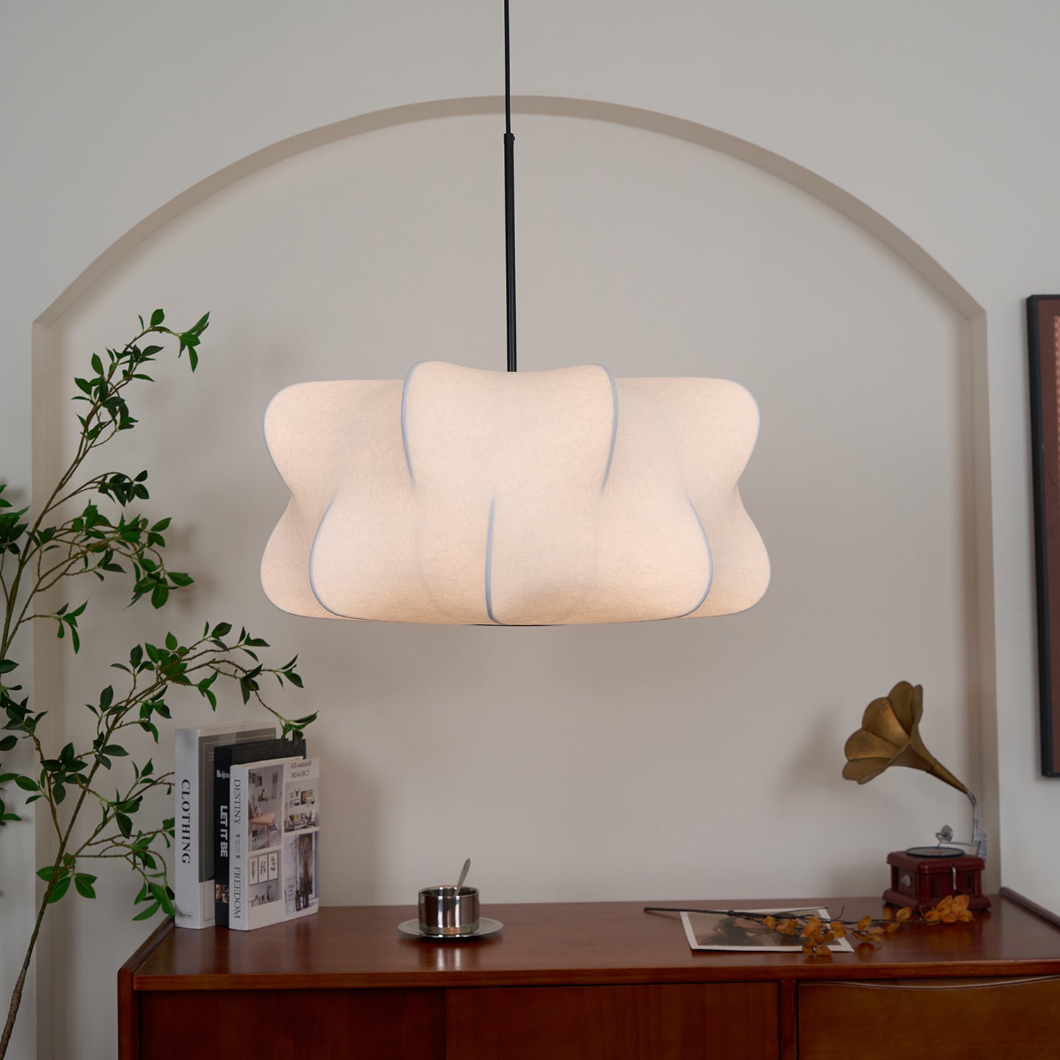 Pendant Light Silk 23.6 in 11 in E27 3-Light White Dining Living Room Modern Ceiling Lamp | Thomler