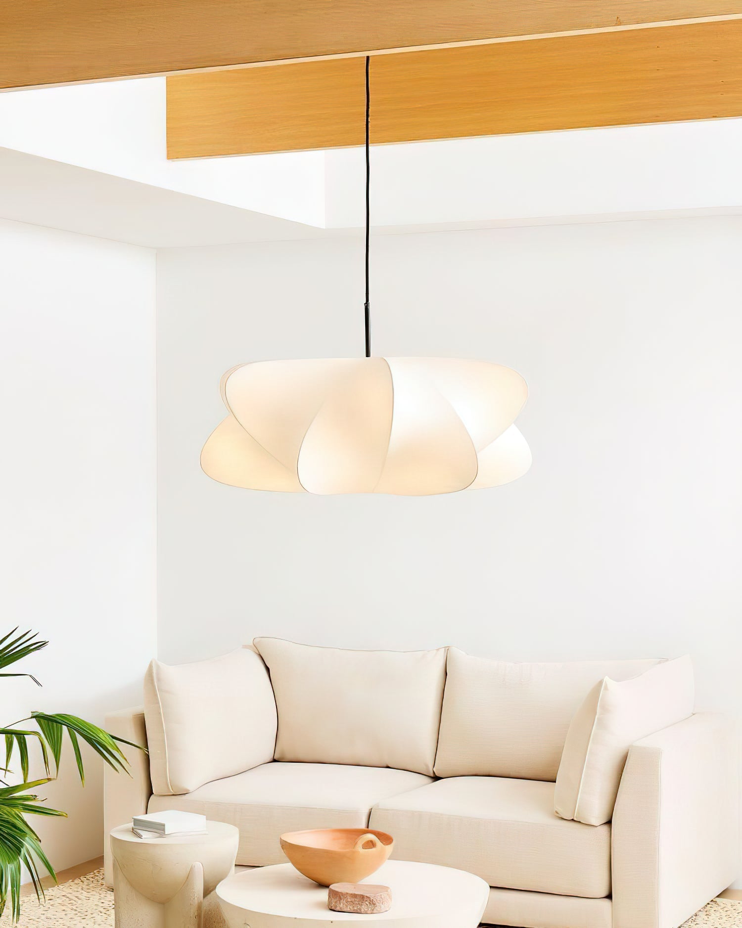 Pendant Light Silk 23.6 in 11 in E27 3-Light White Dining Living Room Modern Ceiling Lamp | Thomler