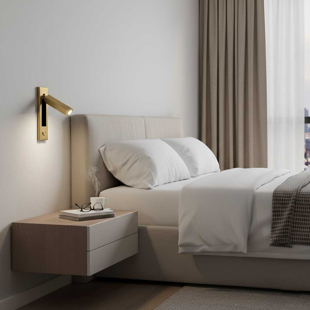 LED Wall Reading Light 6 in Aluminum Adjustable Bedroom Nightstand Lamp Warm White | Thomler