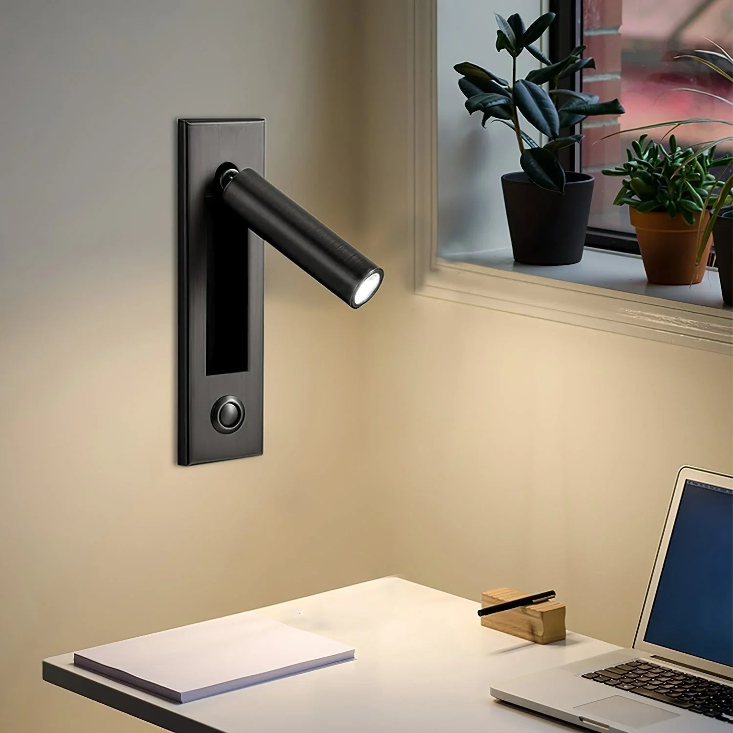 Wall Lamp Aluminium 5.0 cm Integrated LED Black Bedroom Reading Light Recessed Adjustable Bedside Accent Lighting | Thomler