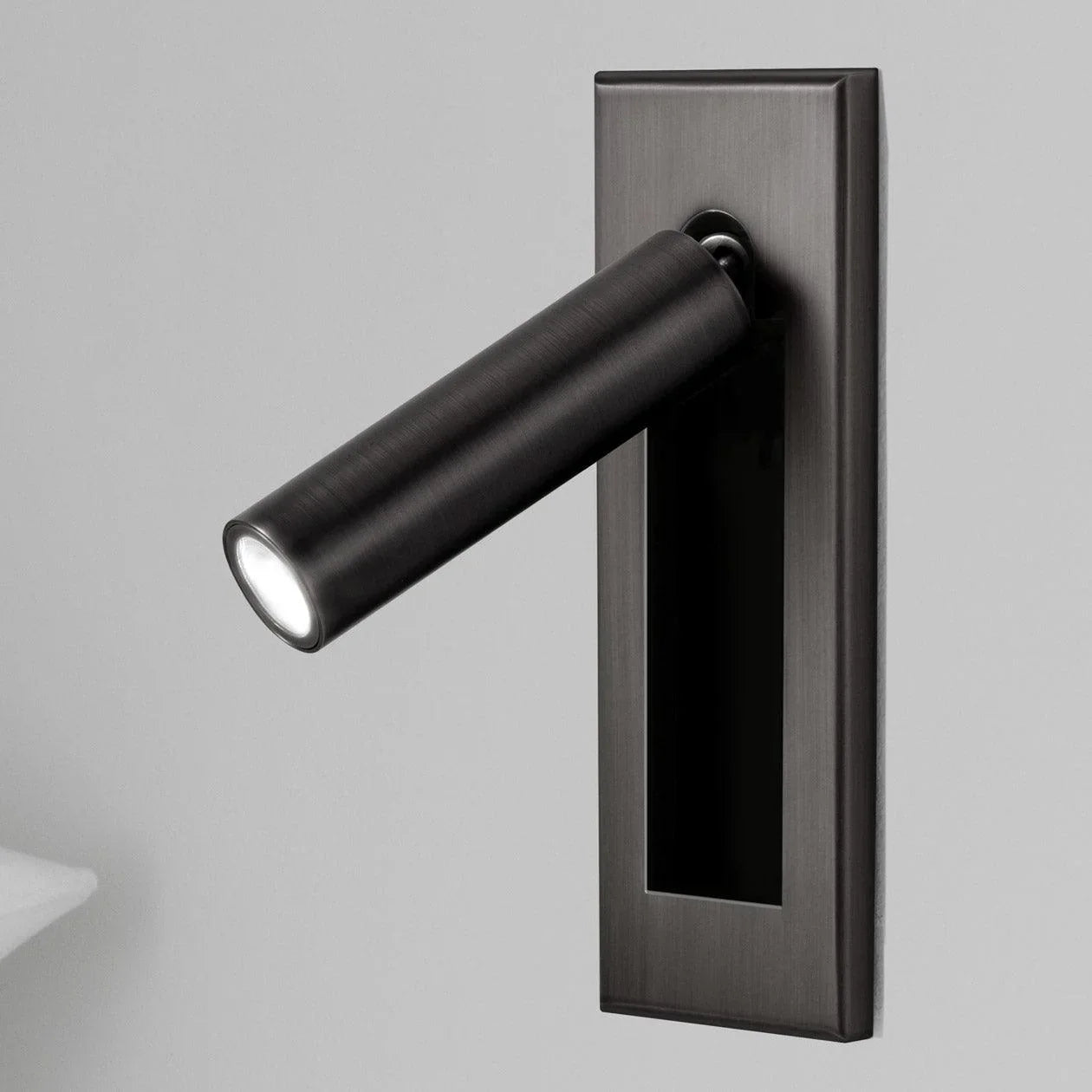 Wall Lamp Aluminium 5.0 cm Integrated LED Black Bedroom Reading Light Recessed Adjustable Bedside Accent Lighting | Thomler