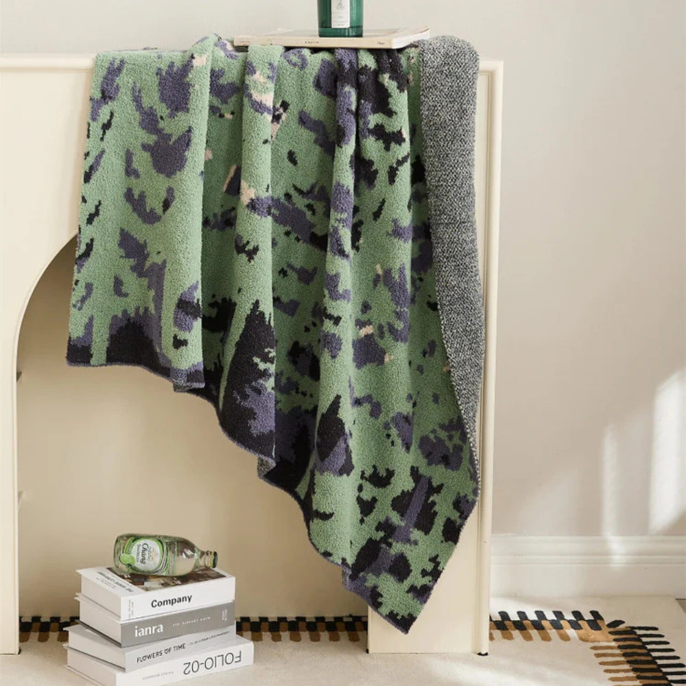 Textured Microfiber Knit Throw Blanket 51×63 Inches Forest Pattern for Couch, Bed, Travel | Thomler
