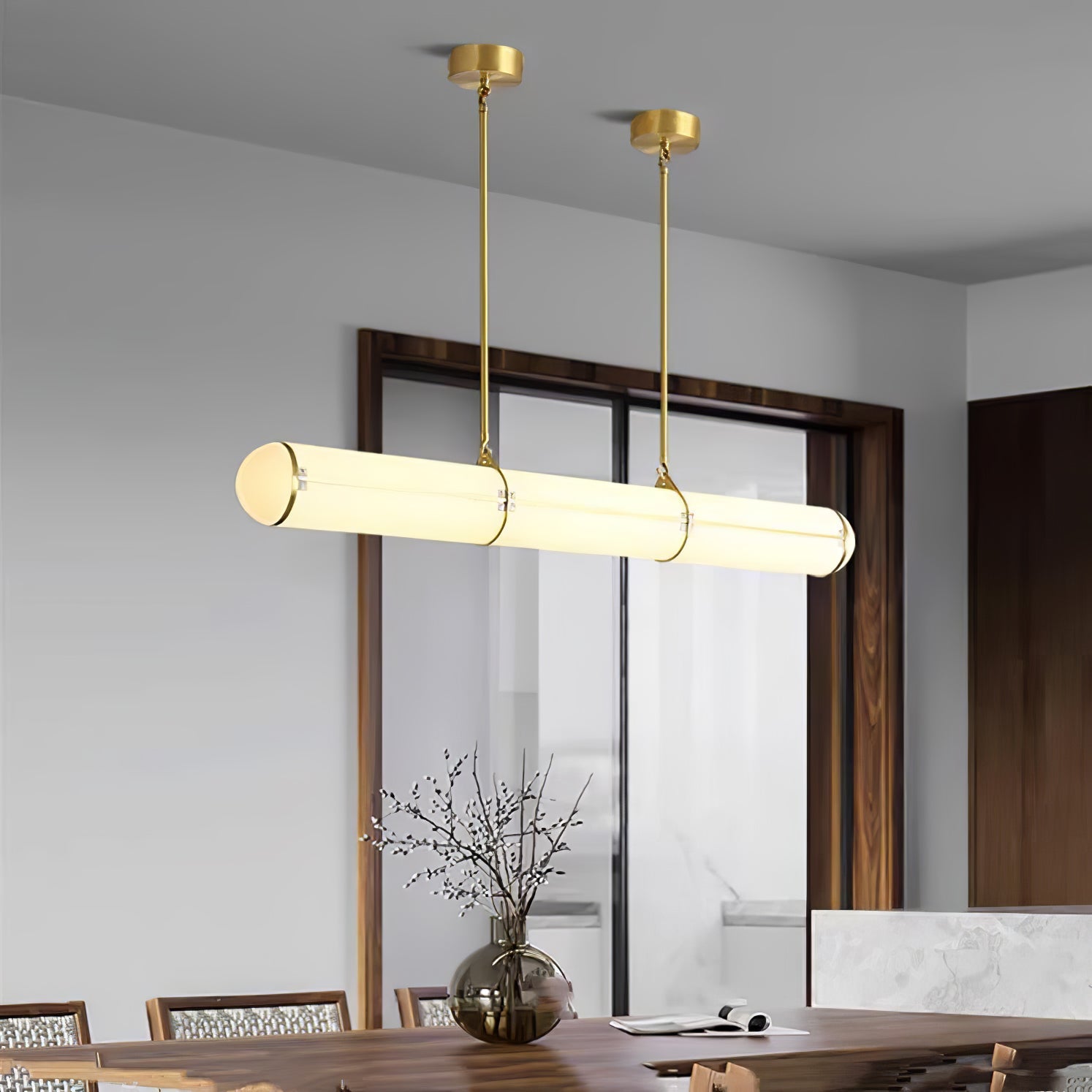 Metal LED Ceiling Light 59 in (150 cm) Adjustable Warm Neutral Cool Indoor Living Room Kitchen Dining Fixture | Thomler