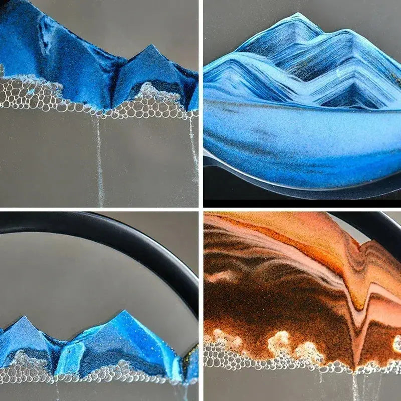 Moving Sand Art Glass Display Rotating Desktop Sculpture Stress Relief Decor for Home Office Meditation Mindfulness Gift | Thomler