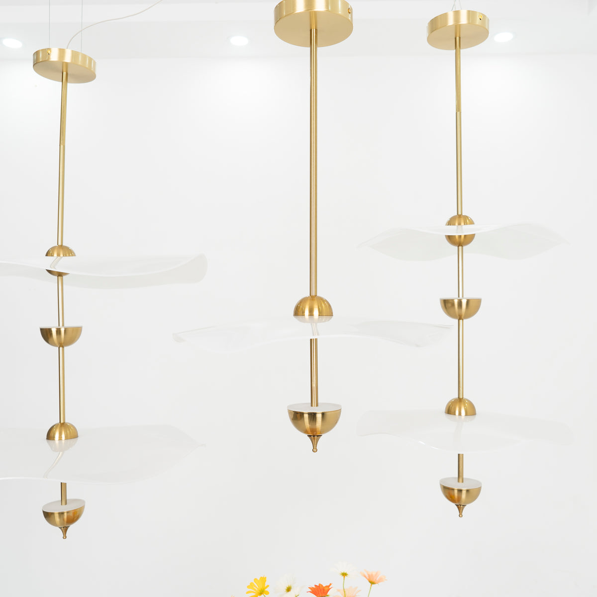 Ceiling Light Metal Acrylic 23.6 in x 27.5 in Gold Indoor Dining Room Living Room Modern Pendant Lamp | Thomler
