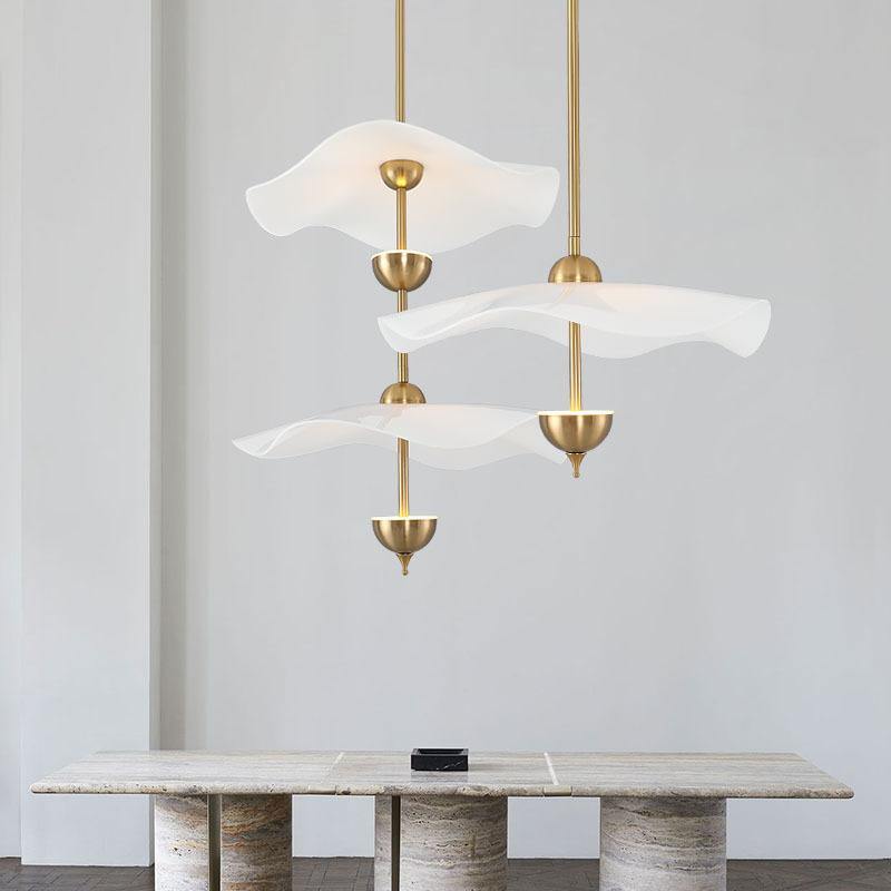 Ceiling Light Metal Acrylic 23.6 in x 27.5 in Gold Indoor Dining Room Living Room Modern Pendant Lamp | Thomler