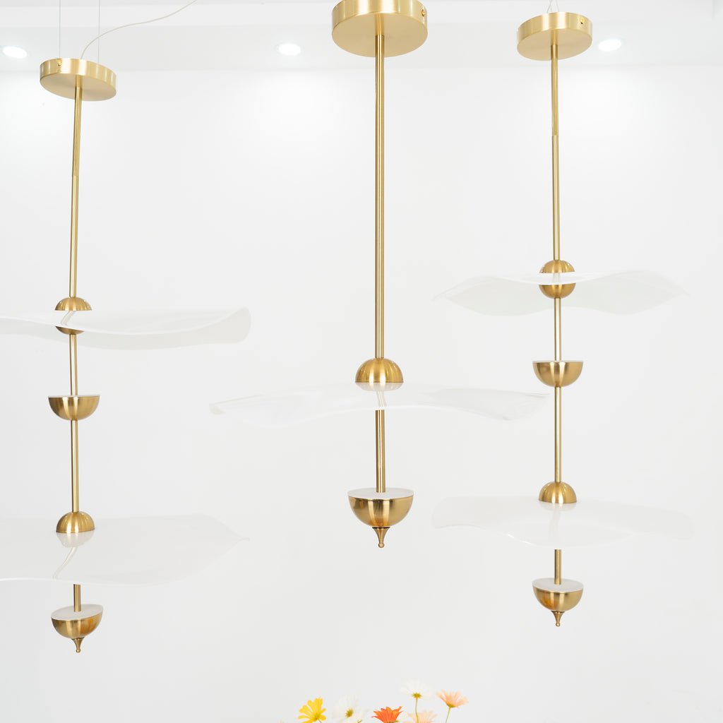 Ceiling Light Metal Acrylic 23.6 in x 27.5 in Gold Indoor Dining Room Living Room Modern Pendant Lamp | Thomler