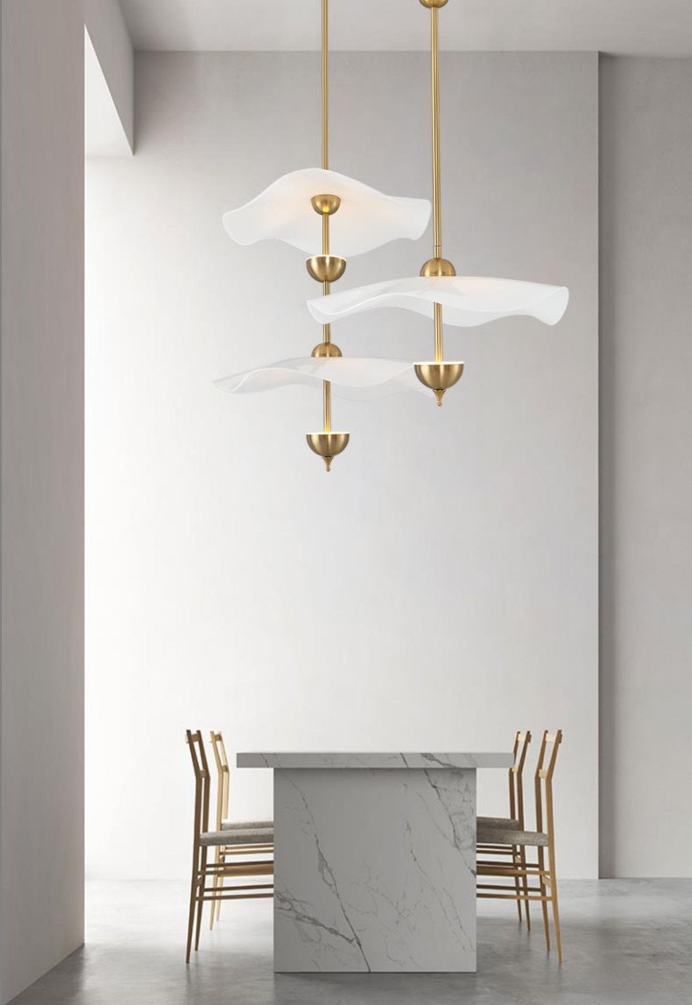 Ceiling Light Metal Acrylic 23.6 in x 27.5 in Gold Indoor Dining Room Living Room Modern Pendant Lamp | Thomler