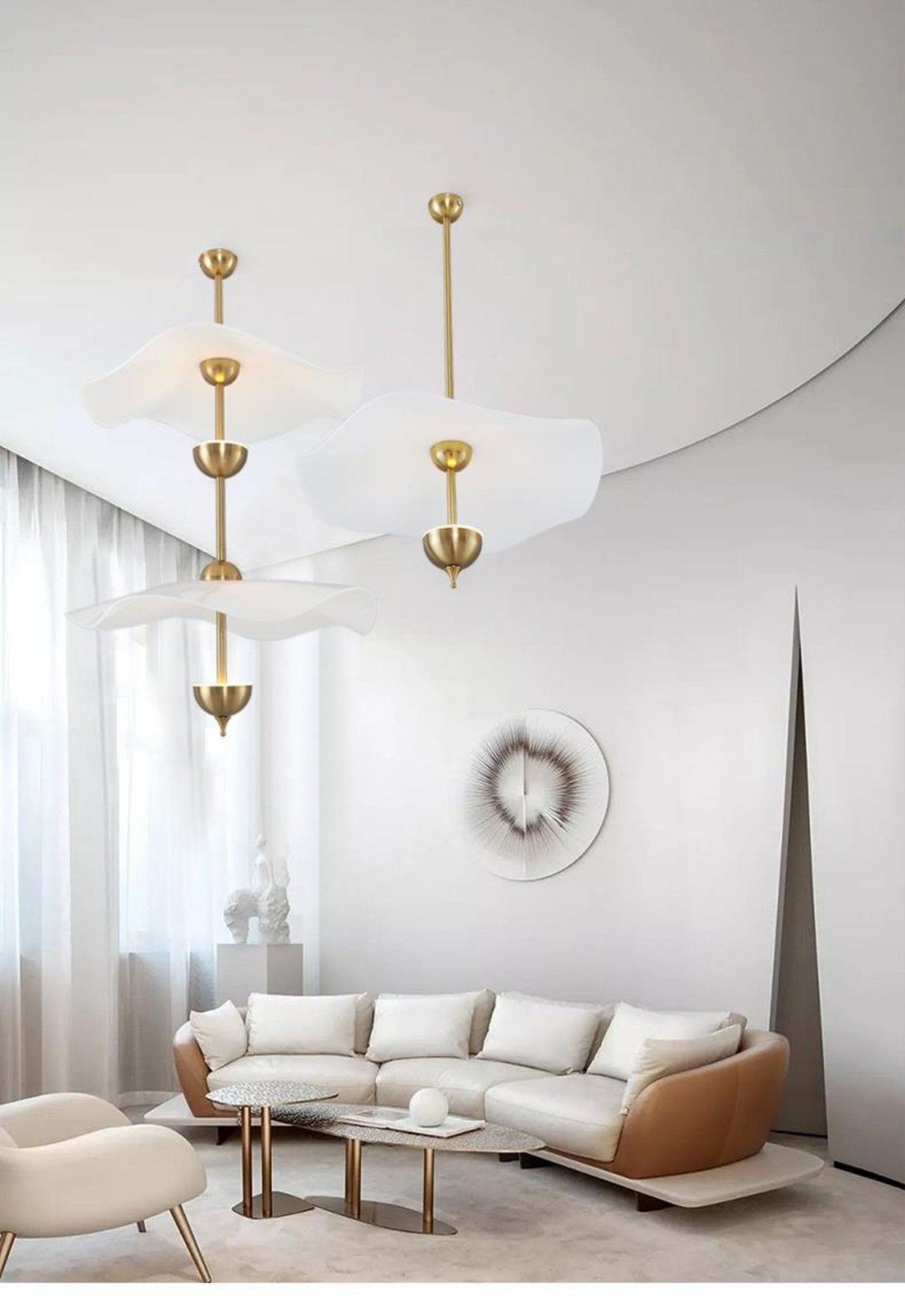 Ceiling Light Metal Acrylic 23.6 in x 27.5 in Gold Indoor Dining Room Living Room Modern Pendant Lamp | Thomler