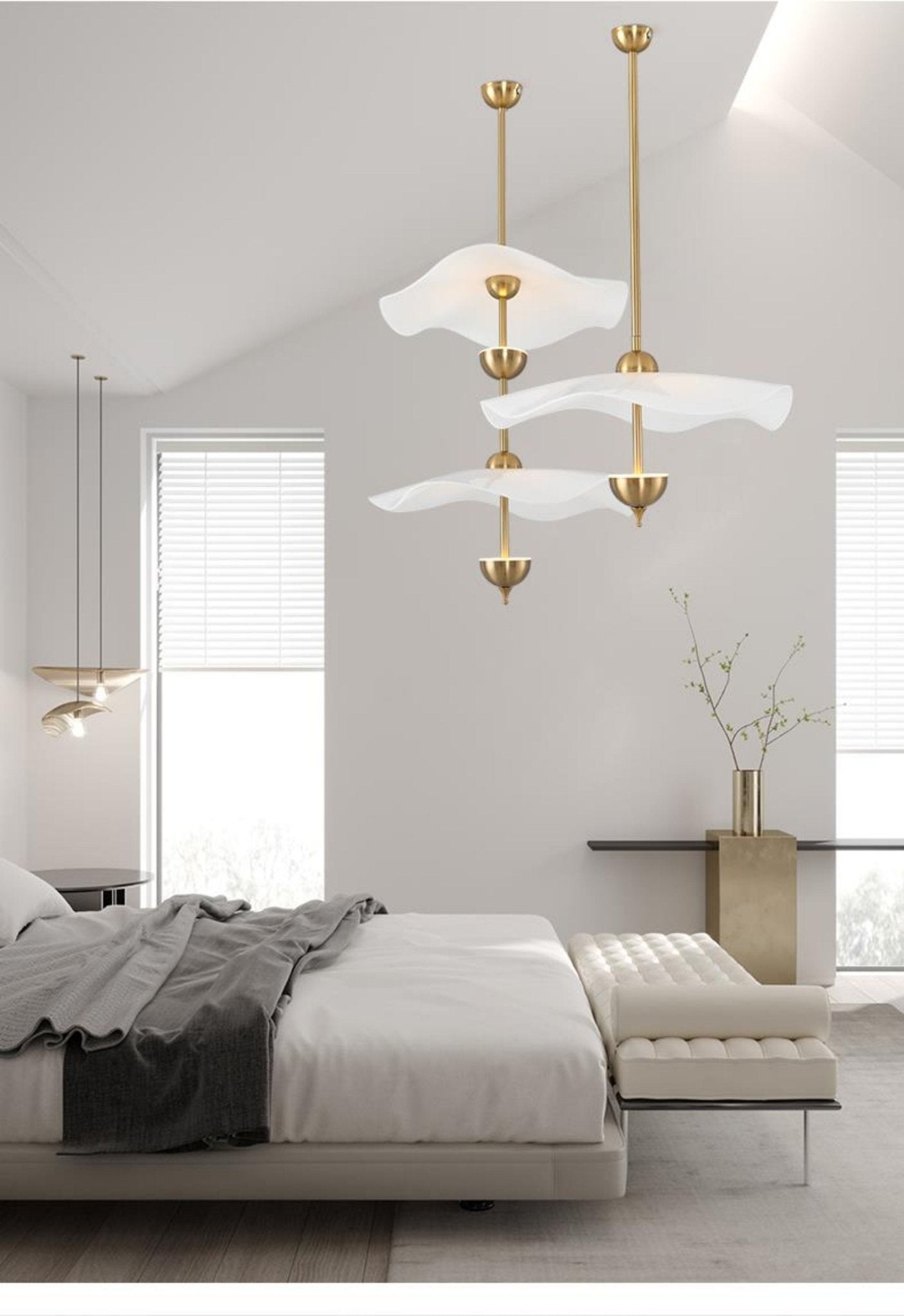Ceiling Light Metal Acrylic 23.6 in x 27.5 in Gold Indoor Dining Room Living Room Modern Pendant Lamp | Thomler