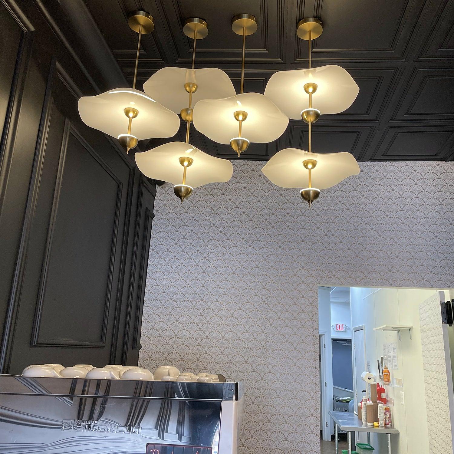 Ceiling Light Metal Acrylic 23.6 in x 27.5 in Gold Indoor Dining Room Living Room Modern Pendant Lamp | Thomler